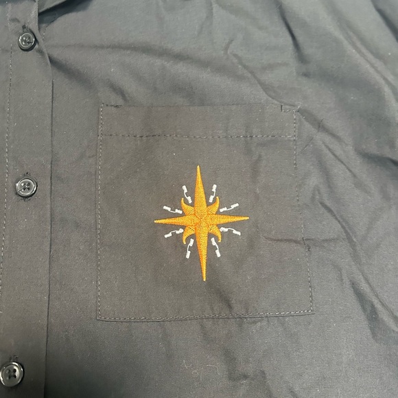 Life Button Down Long Sleeve Shirt Women’s Large Black Embroidered Astrology Art - Picture 4 of 6